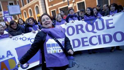 Anti-abortion reform demonstrators in Madrid on Saturday.