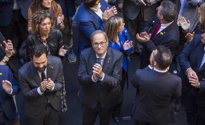 El presidente de la Generalitat, Quim Torra, en un acto de rechazo a la sentencia del 'procés' el pasado 26 de octubre.