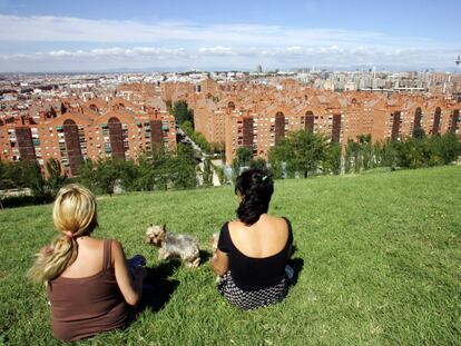 The Puente de Vallecas neighborhood as seen from the Cerro del Tio Pío park, in Madrid.