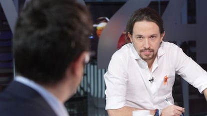 Podemos leader Pablo Iglesias during last week’s TVE interview.