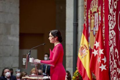 Isabel Díaz Ayuso interviene en su acto de toma de posesión.