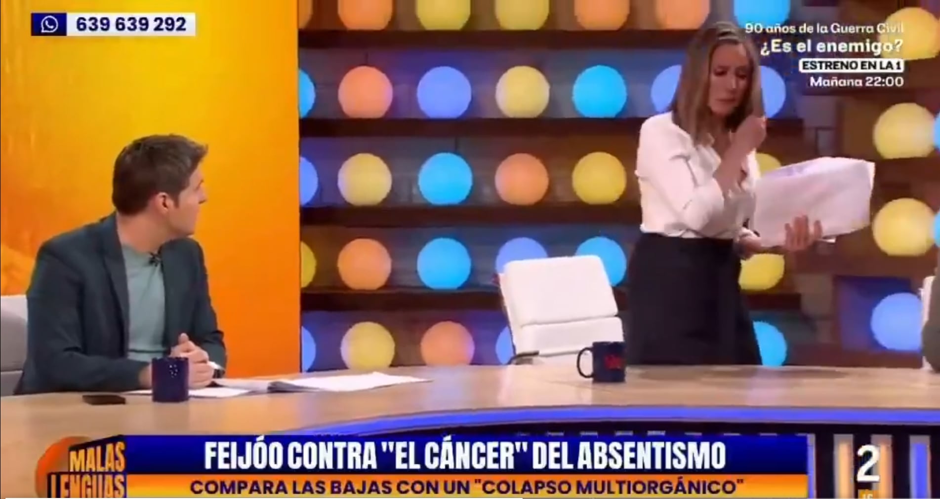 “Cintora, prefiero comer mierda, no me vas a humillar más”: una periodista abandona el programa ‘Malas lenguas noche’ de La 2 entre lágrimas