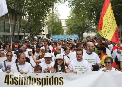 Concentración de militares ante el Ministerio de Defensa en mayo del año pasado.