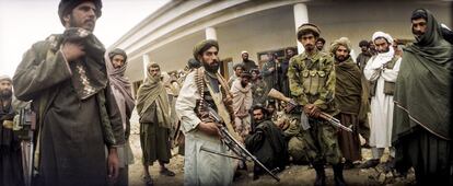 Un grupo de talibanes en Herat, Afganistán. 