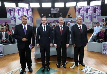 De izquierda a derecha, Jaime Rodríguez, Ricardo Anaya, José Antonio Meade y Andrés Manuel López Obrador. 