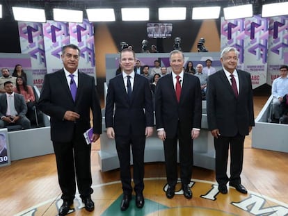 De izquierda a derecha, Jaime Rodríguez, Ricardo Anaya, José Antonio Meade y Andrés Manuel López Obrador. 