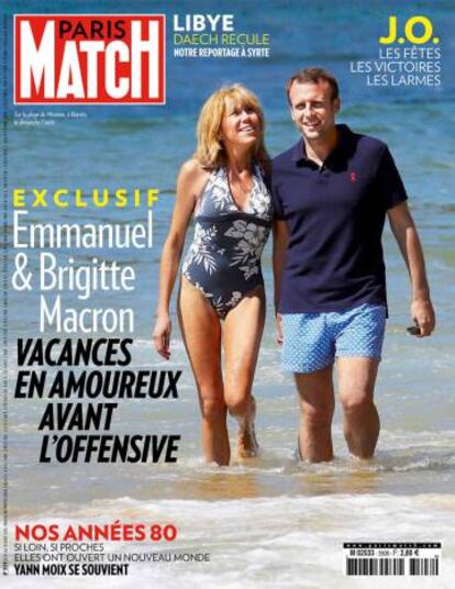 El matrimonio Macron en la portada de la revista Paris Match el a&ntilde;o pasado.