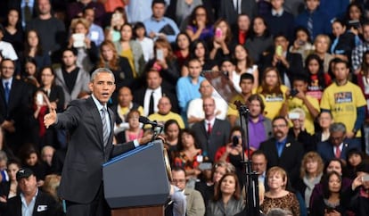 Obama, durante su acto en Las Vegas.