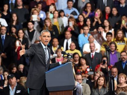 Obama, durante seu ato em Las Vegas.