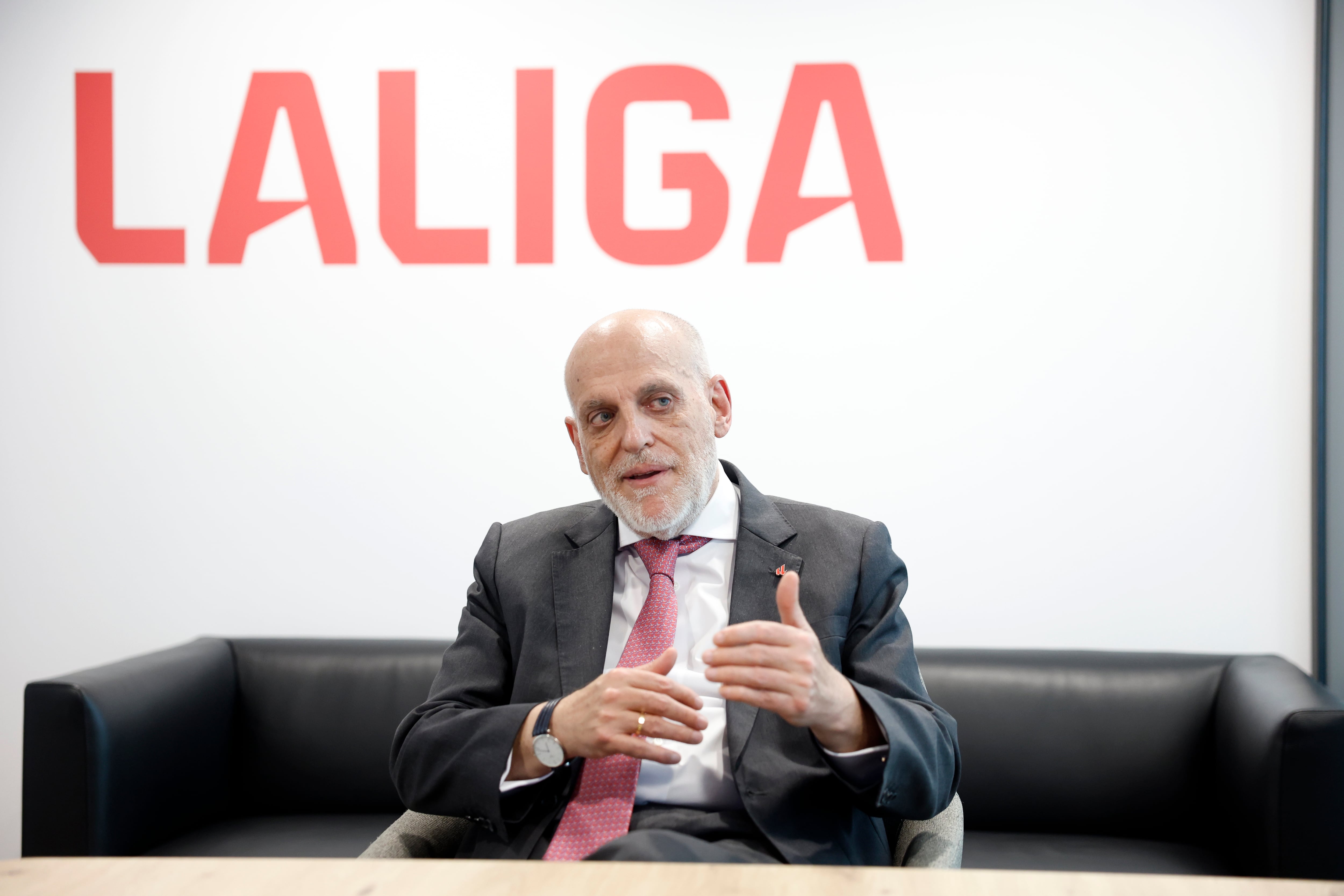 Javier Tebas, presidente de LaLiga, en la sede en Madrid.