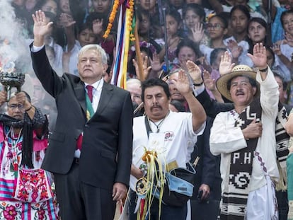 Andrés Manuel López Obrador durante su investidura en el zócalo de la Ciudad de México. 