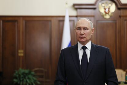 El presidente de Rusia, Vladímir Putin, se dirigía el lunes a la nación en un mensaje televisado.