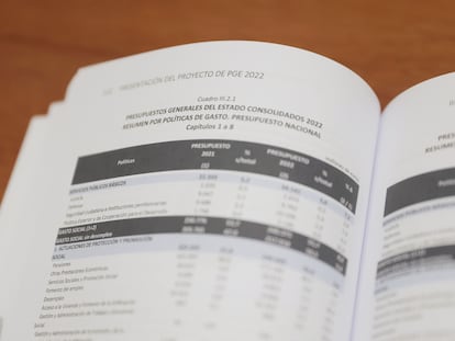 Una página del proyecto de Presupuestos para 2022.