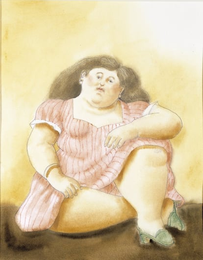 Mujer sentada (1999). Acuarela sobre papel.