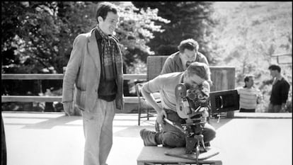 Truffaut y Coutard (detrás de la cámara), en el rodaje de 'Jules y Jim'.