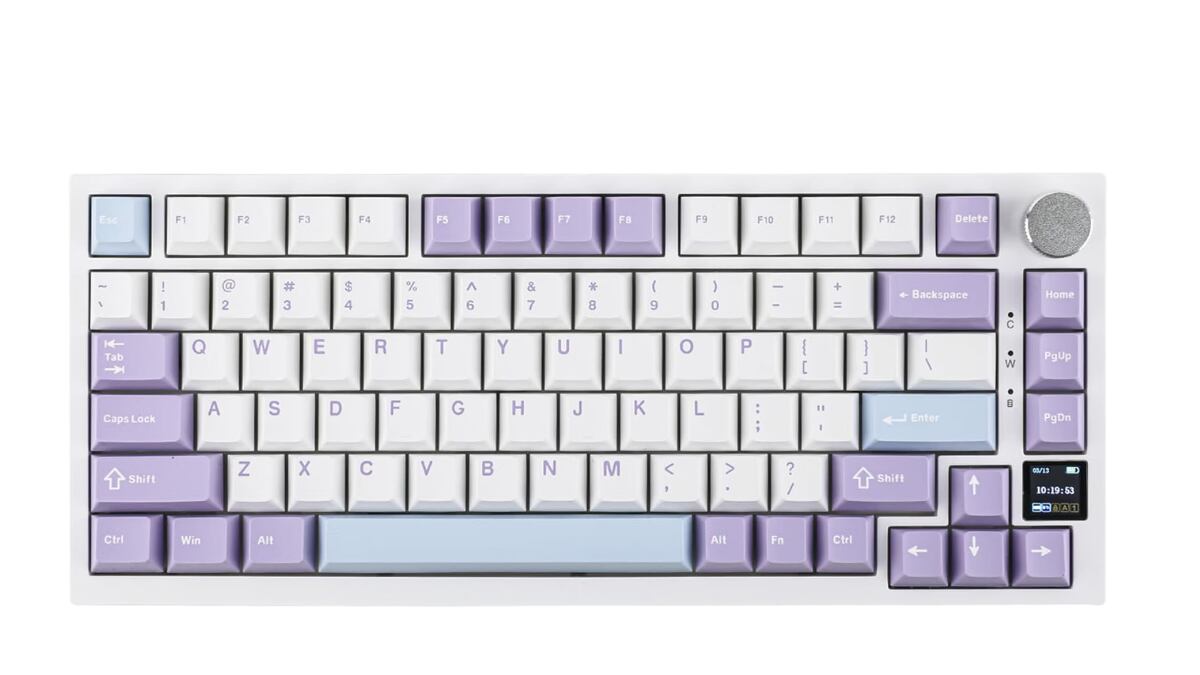 Teclado mecánico inalámbrico con pantalla TFT incluida.