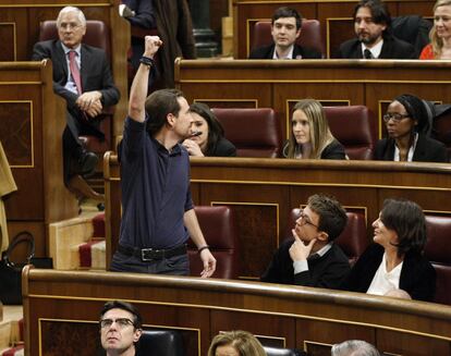 Pablo Iglesias tras prometer la Constitución.