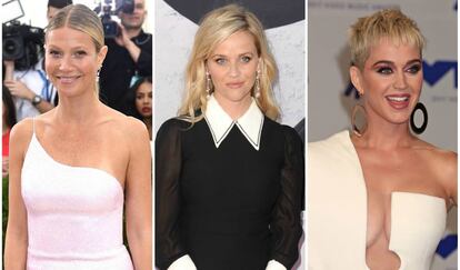 Las actrices Gwyneth Paltrow y Reese Witherspoon y la cantante Katy Perry.