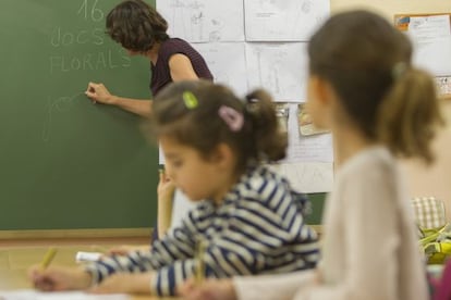A class being conducted in Catalan at a public school in Barcelona.
