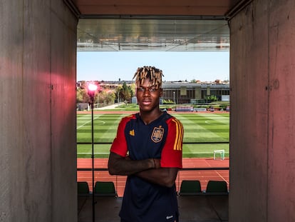 Nico Williams, en la Ciudad del Fútbol de las Rozas.