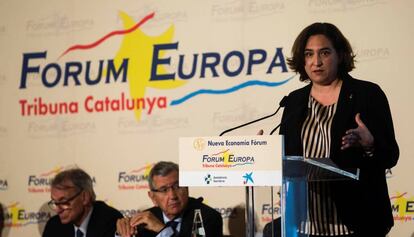 Colau, durante su conferencia en el Fórum Europa Tribuna Catalunya.