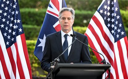 US Secretary of State Antony Blinken attends a press conference after the Australia-US Ministerial Consultations (AUSMIN) at Government House in Brisbane, Queensland, Australia, 29 July 2023.