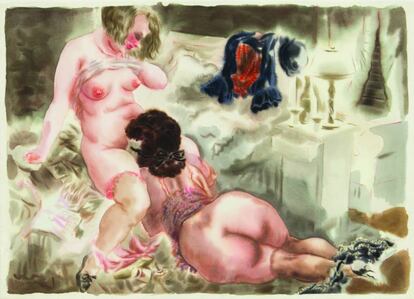 Escena erótica (1927), de George Grosz.