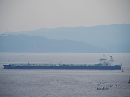 St Nikolas ship X1 oil tanker involved in U.S.-Iran dispute in the Gulf of Oman which state media says was seized is seen in the Tokyo bay, Japan, October 4, 2020.