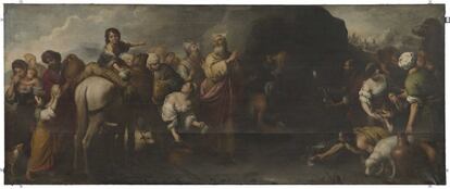 'Moisés haciendo brotar agua de la roca', de Murillo, antes de su restauración.