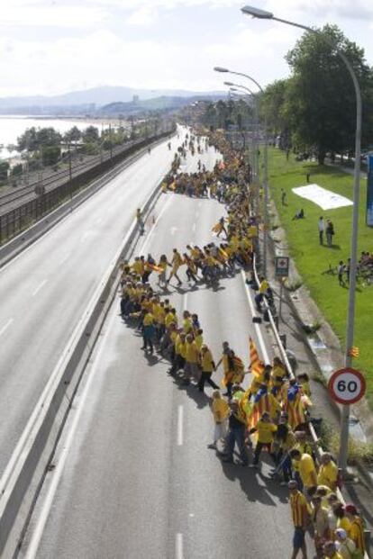 La cadena humana d'ahir al Maresme