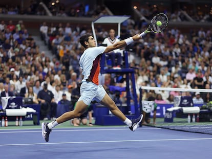 Carlos Alcaraz, durante las semifinales del US Open contra Frances Tiafoe.