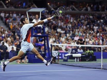 Carlos Alcaraz, durante las semifinales del US Open contra Frances Tiafoe.