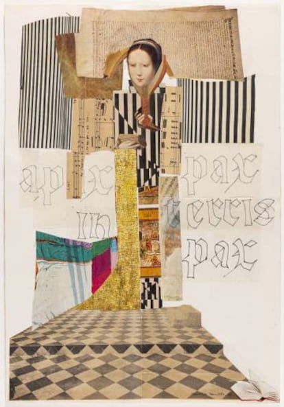 'Sin título', una de las obras en papel, a base de 'collages' de Aurèlia Muñoz.