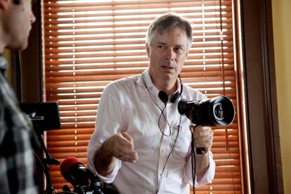 Whit Stillman, en el rodaje de 'Damiselas en apuros'.