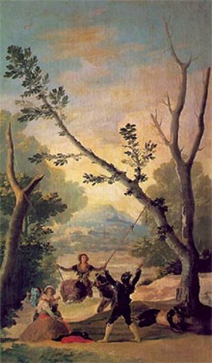 Reproducción del cuadro <i>El columpio</i> de Francisco Goya, una de las diez obras recuperadas.