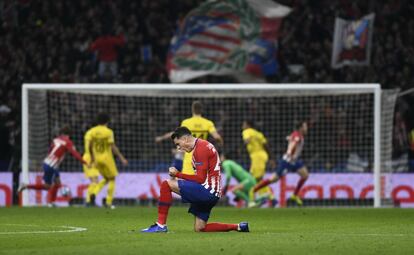 Jiménez celebra el gol del Atleti. 
