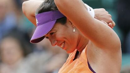 Muguruza celebra su victoria.