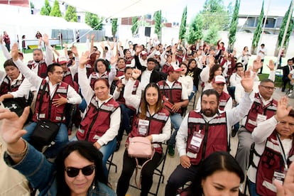 Militantes de Morena, el 22 de julio de 2025, en Tlaxcala.
