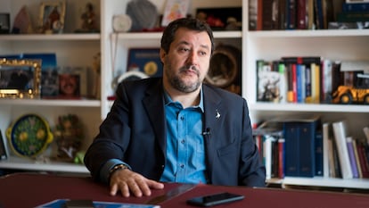 Matteo Salvini, este martes, en su despacho del Senado, en Roma. / Gianluca Battista