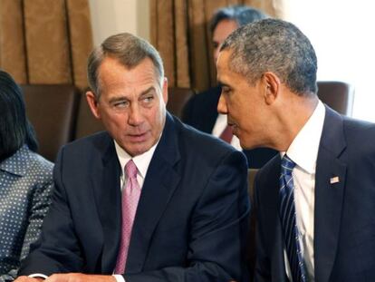 El l&iacute;der republicano John Boehner, con el presidente Barak Obama.