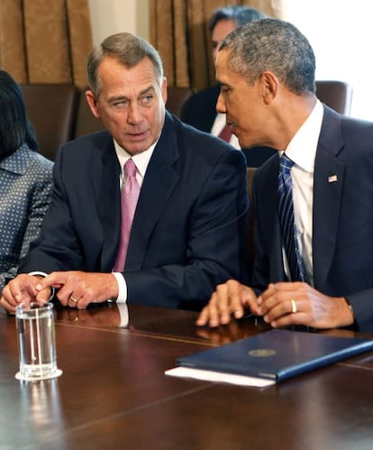 El l&iacute;der republicano John Boehner, con el presidente Barak Obama.