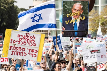 Manifestación contra la corrupción en Israel, el viernes en Tel Aviv.