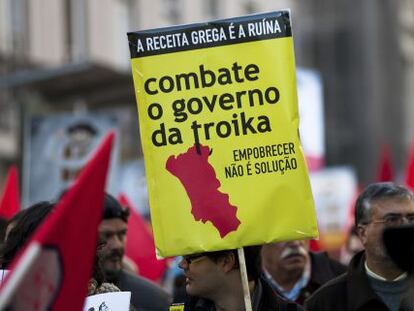 A scene from the march in Lisbon on February 10 against the &ldquo;troika government.&rdquo;