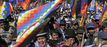 Manifestación en La Paz a favor de Evo Morales, el pasado mayo.