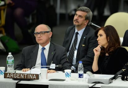 Argentina&#039;s President Cristina Fern&aacute;ndez de Kirchner and Hector Timerman at the UN General Assembly last week. 