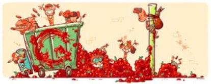 Imagen de Google con motivo de la Tomatina.