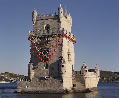 ‘A Jóia do Tejo,’ a structure created by Joana Vasconcelos around the Belém tower in Lisbon, inaugurated in 2008.

