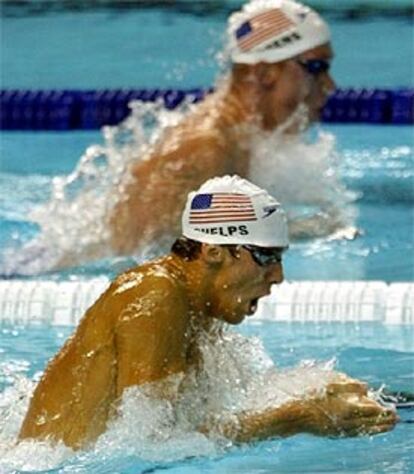 Phelps, durante los calentamientos de la prueba.