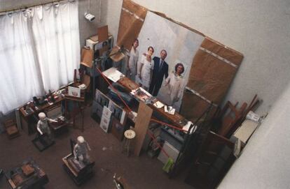 Vista del estudio del Antonio López en mayo de 2011. Foto extraída del libro 'Antonio López. Pintura y escultura'