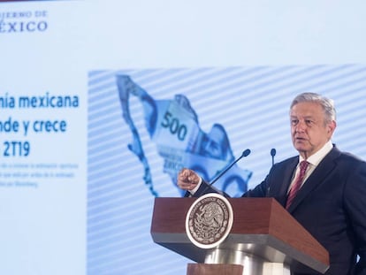 López Obrador, este miércoles en la conferencia de prensa. 